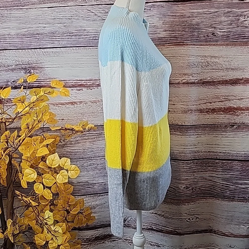 NWT HALOGEN KAYLIEGH BLUE YELLOW PLUS SIZE LONG SLEEVE PULLOVER SWEATER - Picture 7 of 13